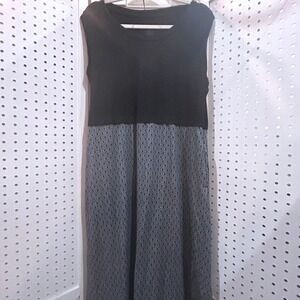 Cuddl‎ Duds Black Gray Geometric Maxi Dress Sleeveless Plus Size 2X